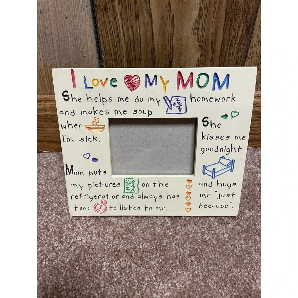 Vintage Ganz I Love My Mom Colorful Ceramic Picture Frame Photo Window